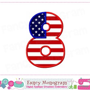 4th of July Numbers applique The Old Glory Patriotic applique 4th of July applique Birthday Numbers Independence Day image 10