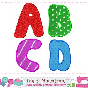 Letras bordadas con apliques del alfabeto tipográfico Y2K - Diseño de monograma personalizado - 2010