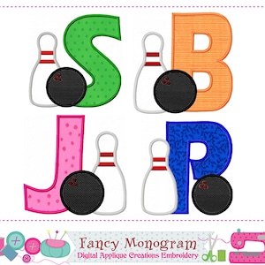Fuente de bordado del alfabeto de bolos: Letras de monograma para apliques (descarga digital) 1579