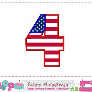 4th of July Numbers applique The Old Glory Patriotic applique 4th of July applique Birthday Numbers Independence Day image 6