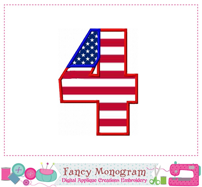 4th of July Numbers applique The Old Glory Patriotic applique 4th of July applique Birthday Numbers Independence Day image 6