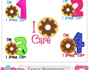 Donut Applique Machine Embroidery Set - Baby's 1st Birthday -24ABCDE
