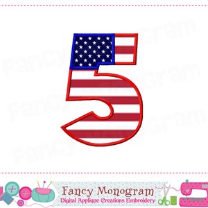 4th of July Numbers applique The Old Glory Patriotic applique 4th of July applique Birthday Numbers Independence Day image 7