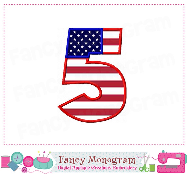 4th of July Numbers applique The Old Glory Patriotic applique 4th of July applique Birthday Numbers Independence Day image 7