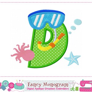 Dive Theme Embroidery Alphabet - Nautical Applique Monogram Letters ...