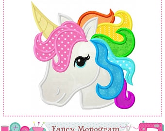 Rainbow Unicorn Applique Embroidery - Colorful Machine Embroidery Design -  Clothes design, shirt embroidery, Pillow embroidery -2368