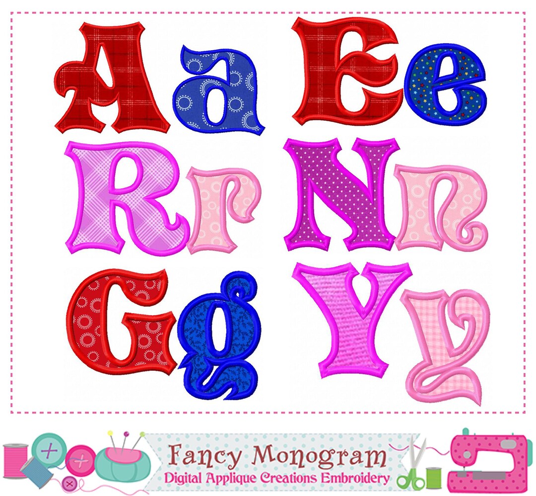 Alphabet Fonts Applique Embroidery - Instant Digital Download for ...