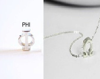 Phi-sieraden. Sterlingzilveren Phi-ketting. Cadeau bruidsmeisje. Griekse letterketting, phi-choker, afstudeercadeau phi. Vrouwenclub Little Big Gift