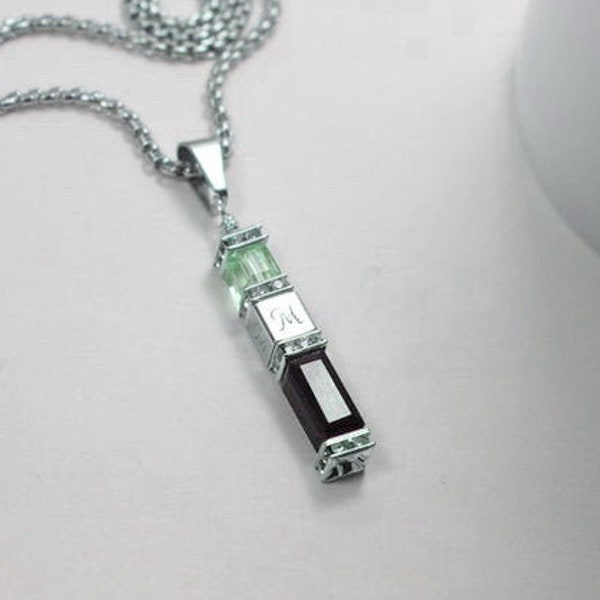 Personalized Men initial necklace.Men Empath protection gift. silver initial necklace. gemstone Men jewelry gifts.Healing Black stone Male