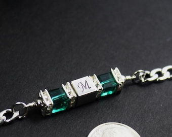 Men Birthstone with Initial Necklace,Men Birthstone bracelet.Son's birthday gift.Anniversary Gift For Husband.Personalized gift,Unsex Custom