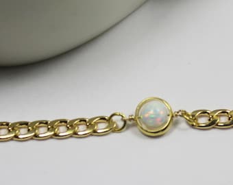 Opal necklace for Men. White Opal ball jewelry. Sparking opal men gift. Fire Opal gift for him.Gold or Silver opal bracelet. husband, dad.