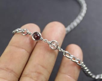 Dubbele geboortestenen Bracelet.Two Birthstones Jewelry.Mom, Sister verjaardagscadeau. Gepersonaliseerde ketting met 2 edelstenen als vriendin cadeau. Aangepast cadeau