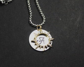 Gepersonaliseerde zon ketting voor mannen, groomsmen cadeau, mannen eerste ketting .zilveren CZ zon hanger, man, vriendje ketting, cadeau voor hem,