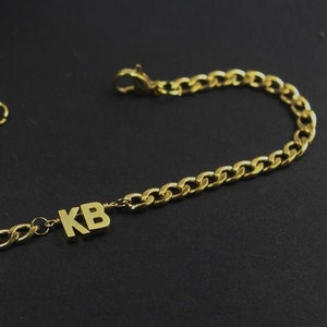 Dos iniciales de oro tobillera de hombre.Dos letras de oro Regalo de hombre. Joyería personalizada de tobillera para hombres Doble carta ID .novio, esposo Regalo de amistad