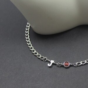 Mini collar con piedra de nacimiento, joyería con inicial personalizada, piedra de nacimiento de 4 mm, letra y piedra de nacimiento para hombres, ideas de regalos de cumpleaños personalizados, regalo de agradecimiento