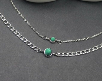 Multiple Birthstones Necklace. Layered Set of Two Birthstone Jewelry.Personalized Boyfriend Girlfriend Gift. Custom necklace.Mother daughter