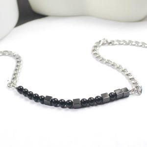 Custom Name or Word Morse Code Necklace, Personalized Unisex Bracelet or Anklet, Love One's Name Jewelry Gift. Black Morse Code Necklace 23