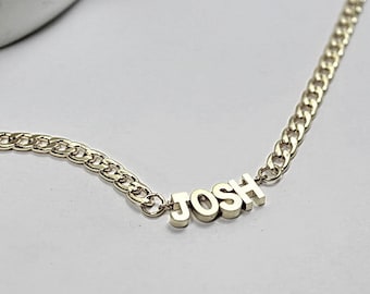 Men's name Bracelet, Silver letter Name for Male friends. boyfriend's Name jewelry.Anniversary Gift for Husband, Birthday Gift For Him. Dad