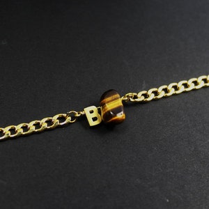 Tigre Ojo Hombres Joyería inicial.Personalized novio collar.marido joyas iniciales. Regalo de cumpleaños del hermano . Regalo de Ojo de tigre crudo. ID personalizado