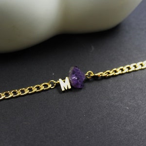 Amethyst Men Initial Jewelry.Personalized Men necklace.husband initial jewelry. Regalo de cumpleaños hermano. Regalo de amatista cruda. Hombres personalizados
