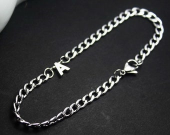 Gepersonaliseerde enkelband voor heren - zilveren initiaal herenenkelband - enkelband voor vriend - aangepaste enkelband voor heren - herensieraden