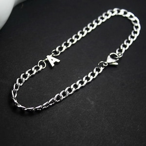 Tobillera personalizada para hombre - Pulsera de tobillo con inicial de plata - Tobillera para novio - Pulsera de tobillo personalizada para hombre - Joyería para hombre