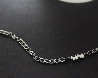 Personalized dog necklace. Custom pet Letter Jewelry. Mini Dog Bracelet, Pet Initial necklace, Minimalist animal jewelry.Dog Mom Bracelet