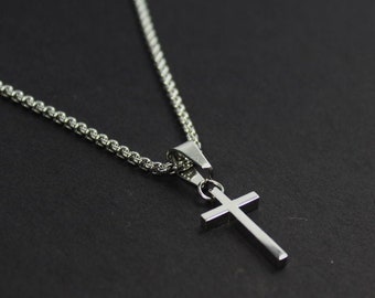 Mannen kruisen ketting. Mannen kruisen sieraden. Zilveren Mannen kruis cadeau. Zijn kruis aanwezig. Eternity Cross doop geschenk Engagement, Verjaardag voor man