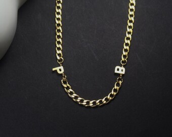 Two Initials Necklace,2 Separate Letters Jewelry. Unisex jewelry gift.Custom Letter Necklace,Personalized Gift. 2 Best Friends Initials gift