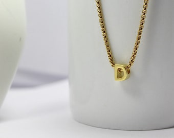 Gold Letter Necklace for Men. His ID necklace. boyfriend, Husband initial jewelry present. birthday necklace gift for him. Men initial gift