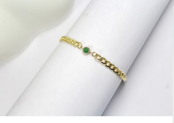 Natural Emerald Bracelet Diamond Accents 14K Yellow Gold | Jared