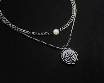 Opal Compass sieraden voor men.2 strengen Kompas ketting. Unsex Opal ketting. Kompas Veel geluk opaal geschenk . Vuur opaal bal gelaagdheid Set 2
