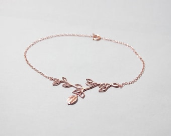 Rose Gold Branch Bracelet,Bridesmaid Bracelet,Bridesmaid Gift,Bride Jewelry,junior bridesmaid,flower girl gift,Olive Branch Bracelet,