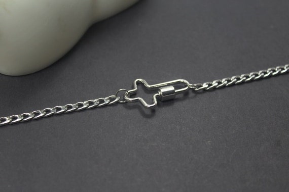 Silver Carabiner Necklace. Cross Locker Jewelry . Stainless
