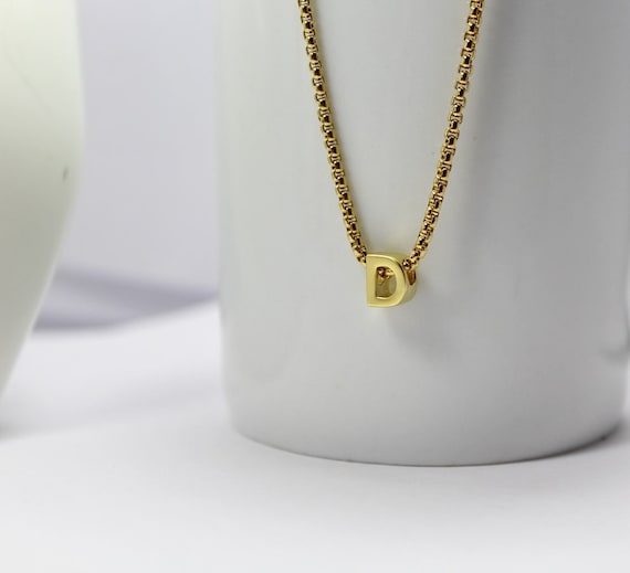 Gold Letter Necklace for Men. His ID 