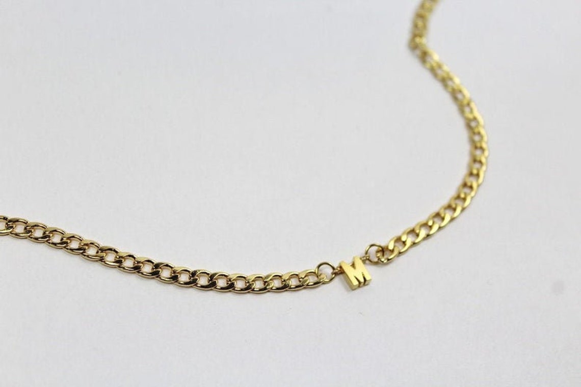 Gold Letter Necklace Set 2.men Gold Initial Jewelry.custom Men Etsy