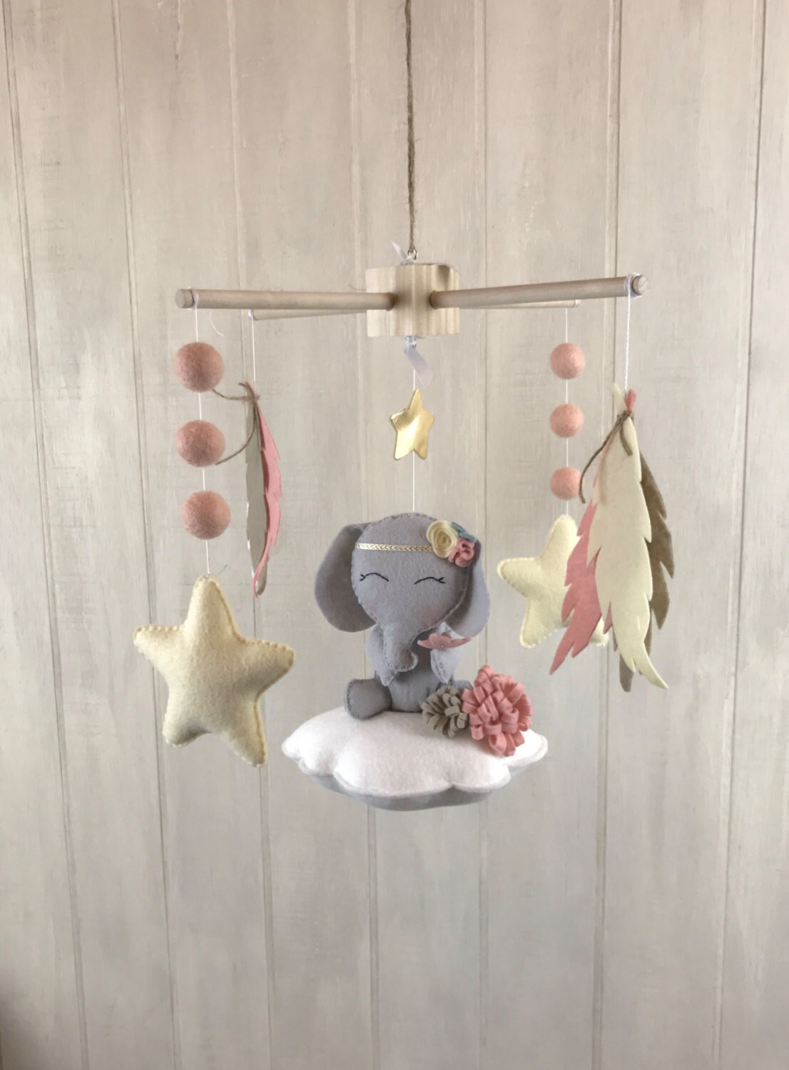 Baby mobile elephant mobile boho nursery baby mobile Etsy