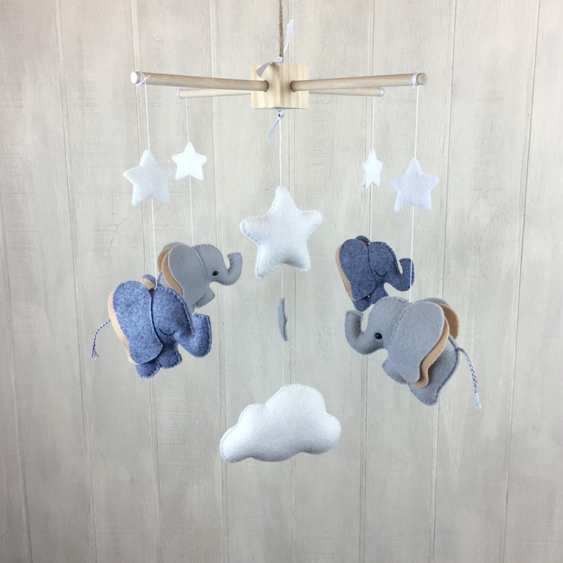 Elephant mobile Elephant clouds and stars mobile baby Etsy