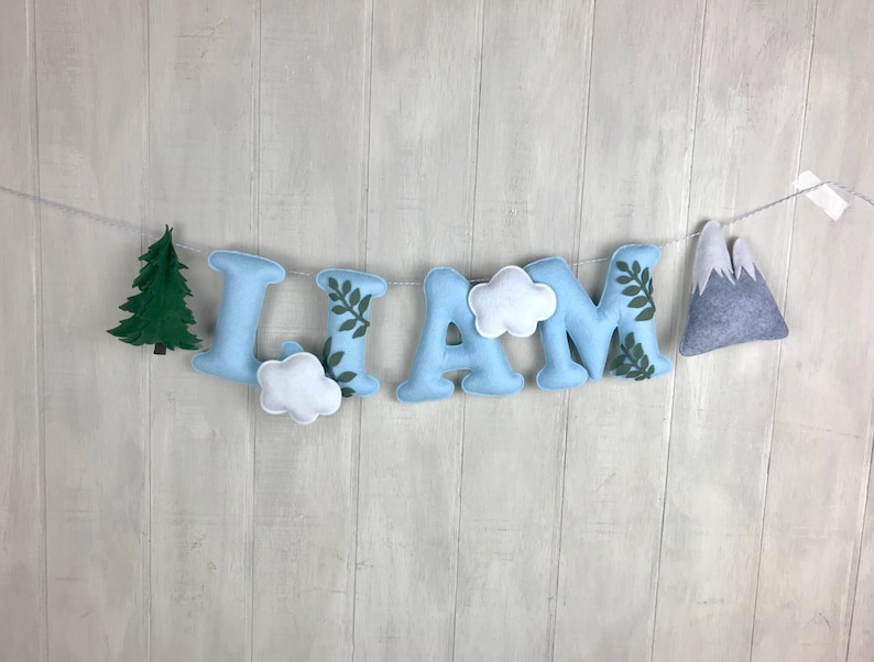 Baby Name Banner Forest Mobile Felt Name Banner Baby Etsy