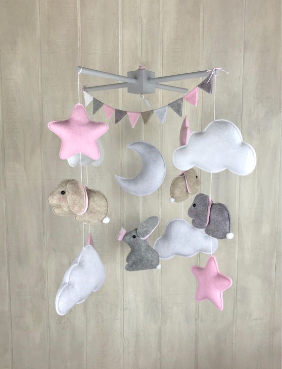 Baby Mobile Bunny Baby Mobile Bunny Family Baby Mobiles Etsy