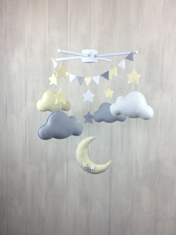 Baby mobile cloud mobile moon mobile star mobile grey | Etsy