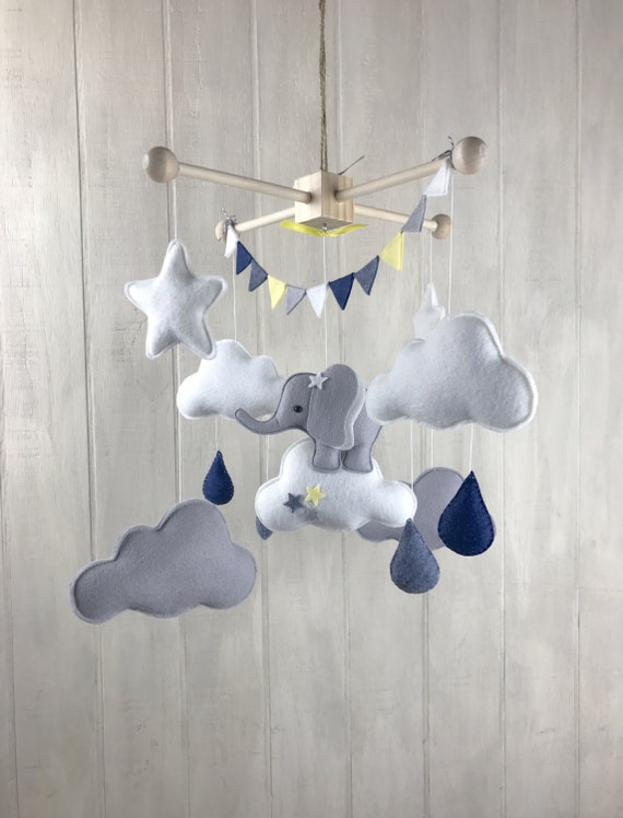 Baby mobile elephant mobile cloud mobile raindrop mobile | Etsy