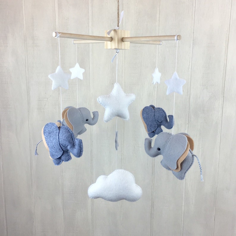 Elephant mobile Elephant clouds and stars mobile baby | Etsy