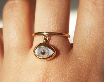 Augenring mit Anhänger | Augenring aus Sterlingsilber | Symbolischer Schmuck
