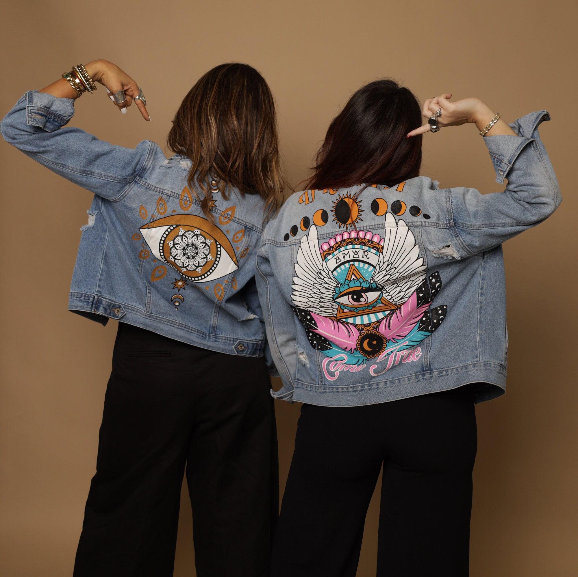 Denim painted jacket cool eyes