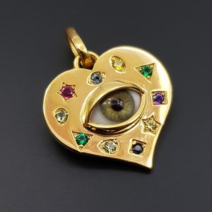 Gold Heart Evil Eye Pendant