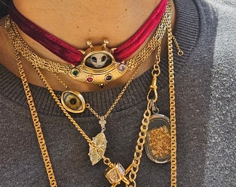 Choker necklace convertible to shoe buckle. Cool Silver Gold Plated Accessory