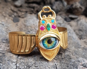 Scarab Eye Cuff Bracelet