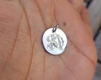 Monogram silver engraved disc initials SAO SOA ASO