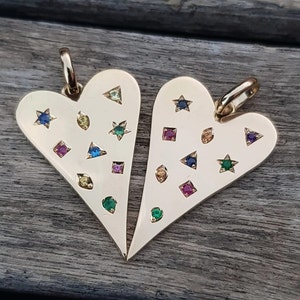 Stoned Heart Pendant With Natural Gemstones